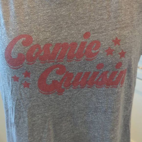 Amuse Society Shirt Top Blouse Women's Medium Grey Cosmic Crusin Logo - Picture 2 of 7